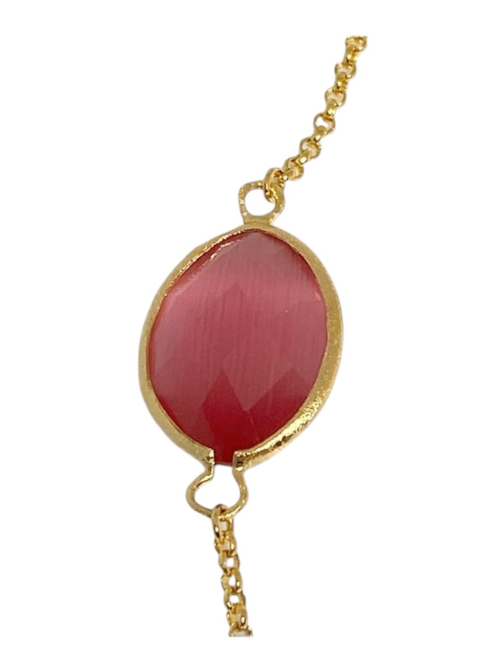 new Rivka Friedman ๐ Pink Cat's Eye Gemstone Necklace ๐ Satin Finish Gold ๐ - Picture 6 of 16